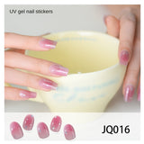 Gel Nail Art Patches Semi-Cured UV Light Nail Stickers Waterproof 16 Patch Sets with Many Designs Halloween Christmas Nail Art