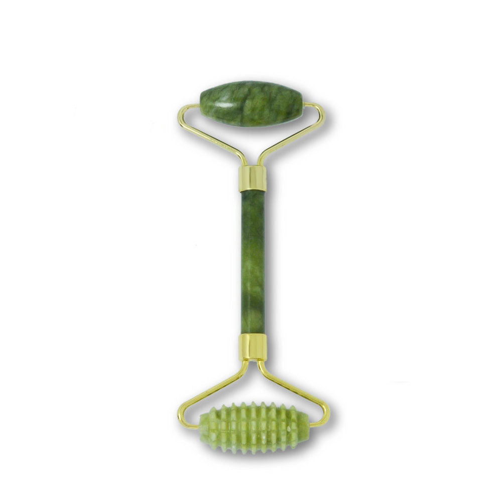 Jade Scraping Plate Roller Massage Stick Zinc Alloy Flower Stand Double Head Rollers
