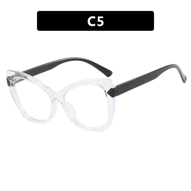 Color Block Anti Blue Light Cat Eye Glasses