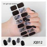 Gel Nail Art Patches Semi-Cured UV Light Nail Stickers Waterproof 16 Patch Sets with Many Designs Halloween Christmas Nail Art