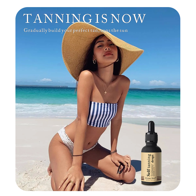 Organic Self Tanning Serum Sunless Tan Solution Home Oil Self Tanning Drops ~ Light Tone