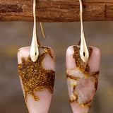 Natural Stone & Gold Shimmer Geometric Shape Earrings