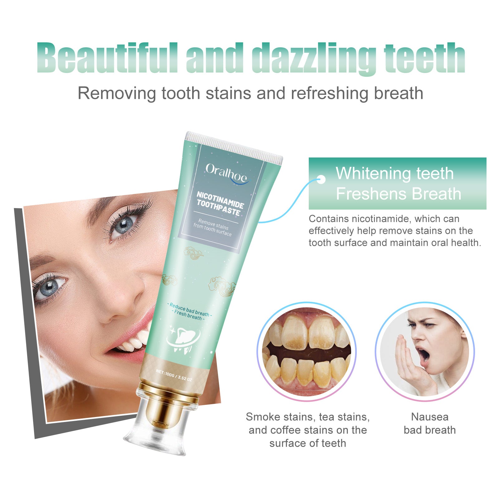 Niacinamide Whitening Toothpaste, Teeth Cleaning Fresh Breath Toothpaste