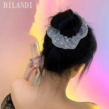Sparkly Big Hair Scrunchie, Glitter Trendy Fashion Net Design Hair Tie