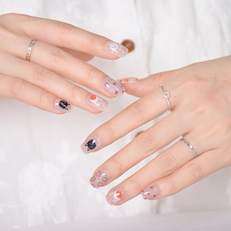 Gel Nail Art Patches Semi-Cured UV Light Nail Stickers Waterproof 16 Patch Sets with Many Designs Halloween Christmas Nail Art