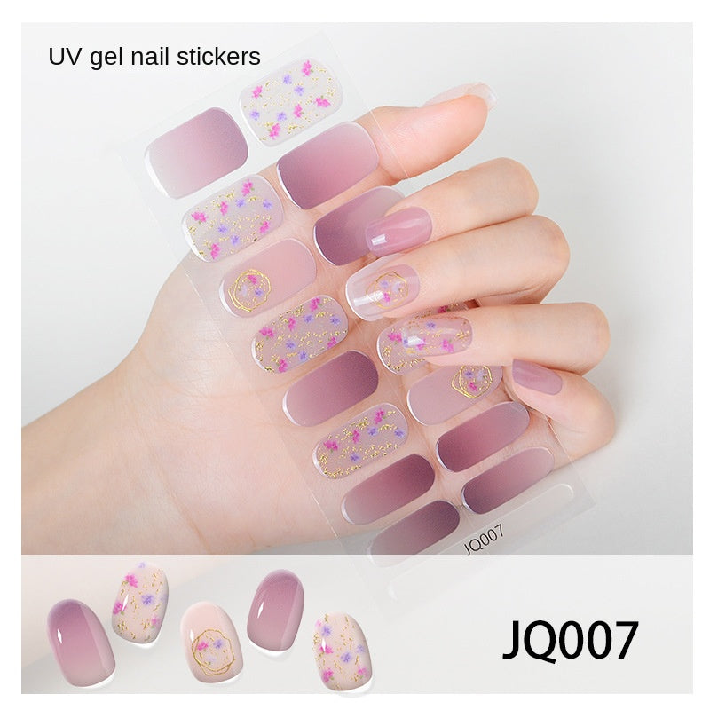 Gel Nail Art Patches Semi-Cured UV Light Nail Stickers Waterproof 16 Patch Sets with Many Designs Halloween Christmas Nail Art