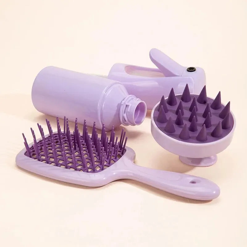 Hollow Comb Set With Spray Bottle 200ml and Scalp Massage Brush