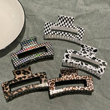 Leopard Animal Print Hair Clips, Large Cow Pattern, Checkered, Iridescent Geometric Rectangle Clips