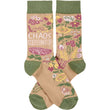 Chaos Coordinator Funny Socks in Green and Floral | Gift for Her