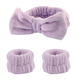 Soft Stretchy Bow Headband with Waterproof Wrist Strap Set for Face Washing
