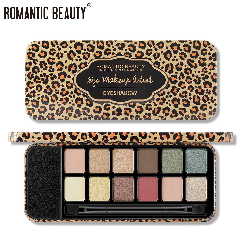 Multicolor Leopard Eye Shadow Palette Pearlescent Matte Glitter Powder Eye Shadow With Brush