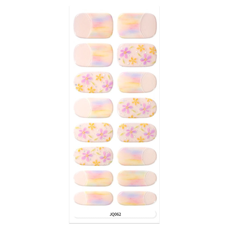 Gel Nail Art Patches Semi-Cured UV Light Nail Stickers Waterproof 16 Patch Sets with Many Designs Halloween Christmas Nail Art