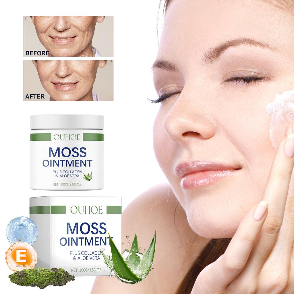 Anti-Aging Moss Moisturizing Ointment, Face Collagen Hydrating Anti-Wrinkle Aloe Essence Moisturizing Refreshing Cream