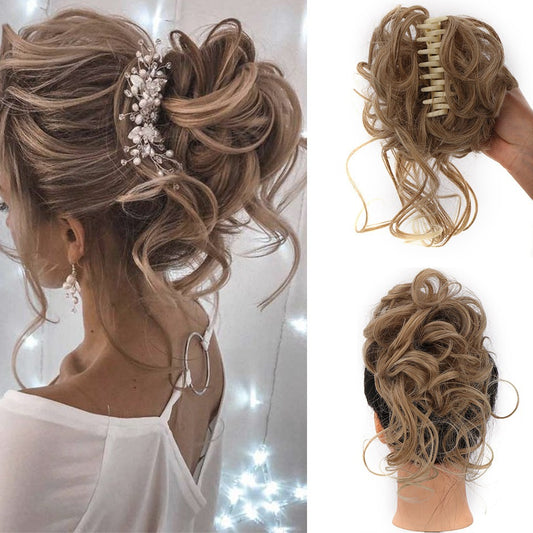 Messy Curly Hair Bun Clip Hair Extensions Claw Clip