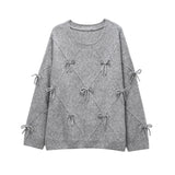 Sweet Round Neck Bow Knitted Sweater