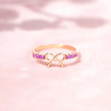 Pink Stone Bow 925 Sterling Silver Ring