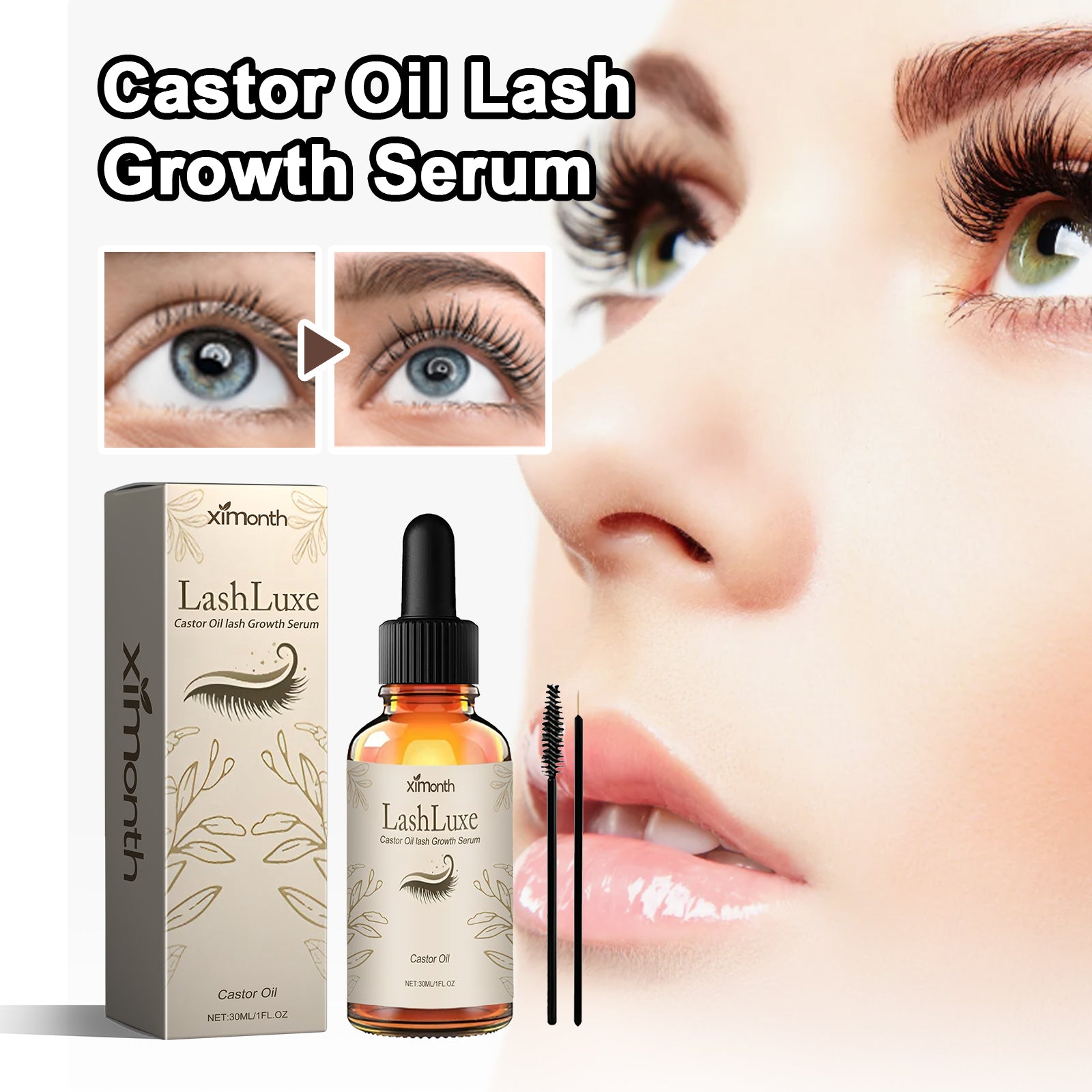 Castor Oil Lash Growth Serum Natural Beautiful Voluminous Lashes
