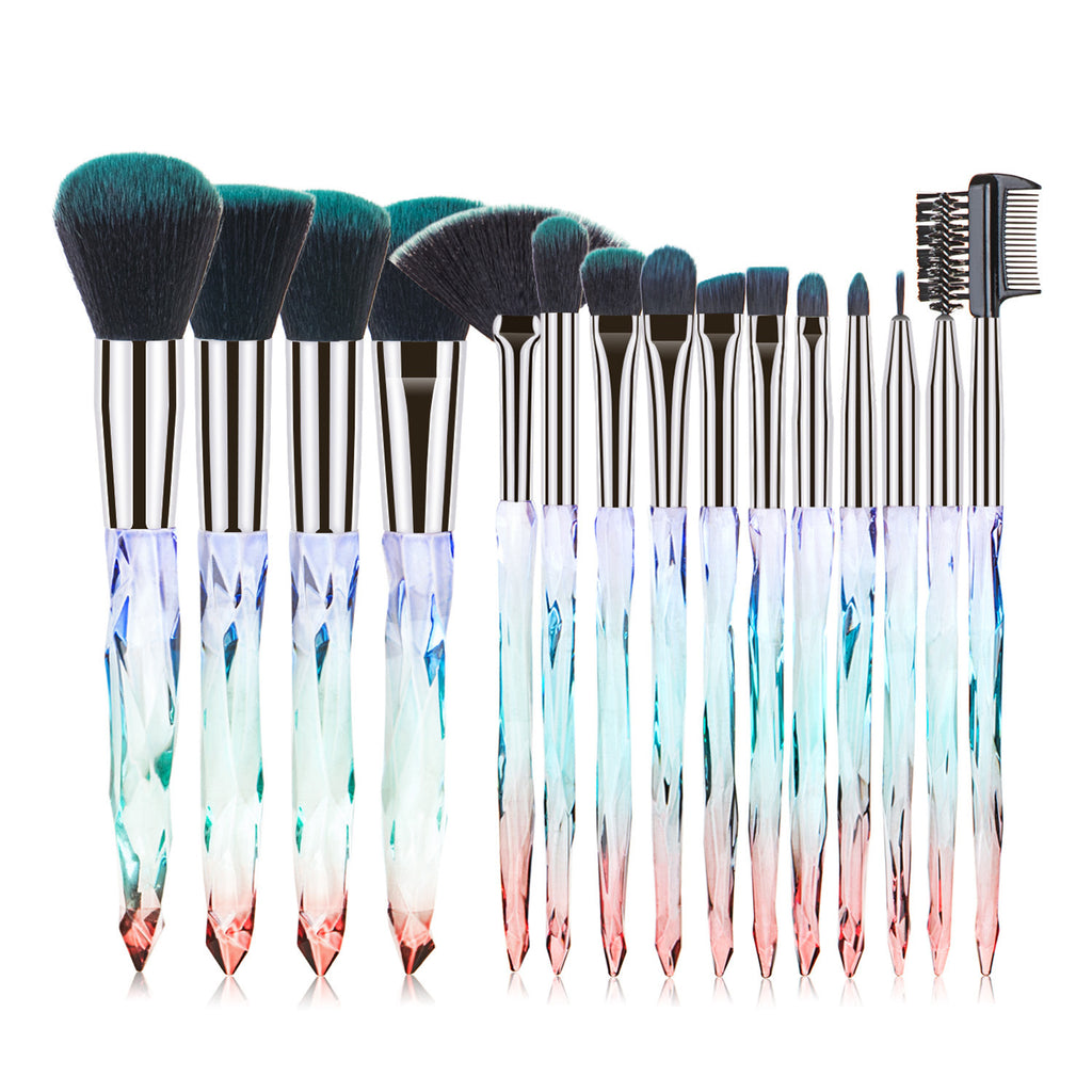 15 pcs Makeup Brushes Diamond Crystal Handle Makeup Foundation Eyeshadow Brushes