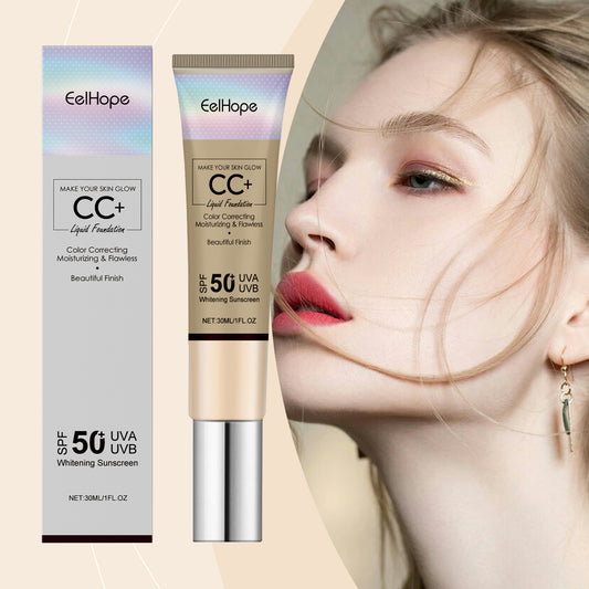 Sun Protection Tinted Face CC Cream, Natural Concealer Long-Lasting Moisturizing And Brightening 50 SPF