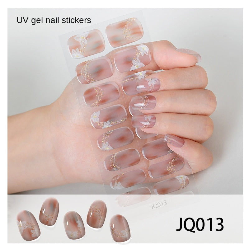 Gel Nail Art Patches Semi-Cured UV Light Nail Stickers Waterproof 16 Patch Sets with Many Designs Halloween Christmas Nail Art