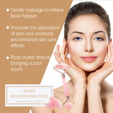Rose Quartz Stone Roller Massager Set Soothing Massage Skin Facial Firming Skin Care Massager