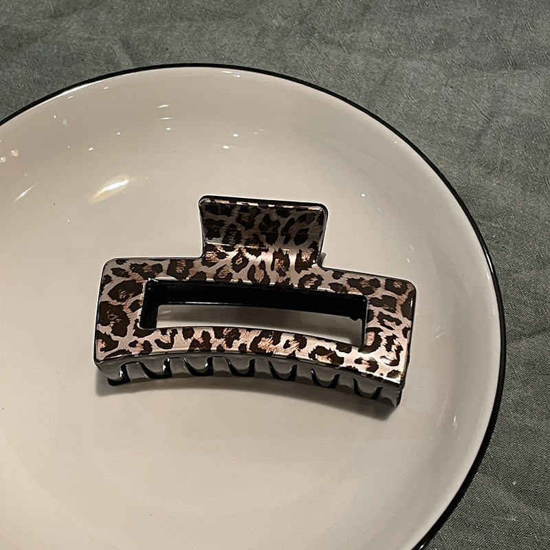 Leopard Animal Print Hair Clips, Large Cow Pattern, Checkered, Iridescent Geometric Rectangle Clips