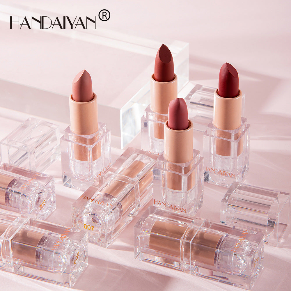 Silky Ice Cube Matte Lipstick 12 Color Lipstick Nude Long Lasting Colors
