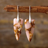 Natural Stone & Gold Shimmer Geometric Shape Earrings