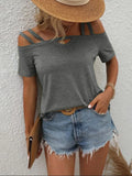 Strap Off-Shoulder Short Sleeve T-Shirt
