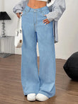 Embroidered Bow Pocket Wide Leg Jeans