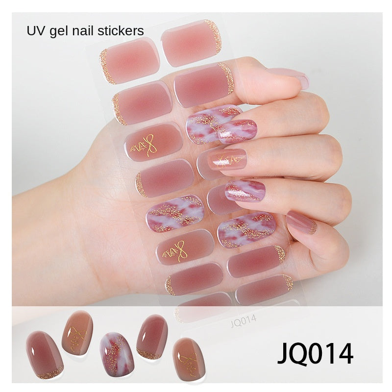 Gel Nail Art Patches Semi-Cured UV Light Nail Stickers Waterproof 16 Patch Sets with Many Designs Halloween Christmas Nail Art