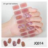 Gel Nail Art Patches Semi-Cured UV Light Nail Stickers Waterproof 16 Patch Sets with Many Designs Halloween Christmas Nail Art