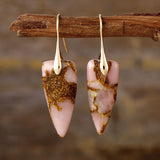 Natural Stone & Gold Shimmer Geometric Shape Earrings