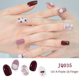 Gel Nail Art Patches Semi-Cured UV Light Nail Stickers Waterproof 16 Patch Sets with Many Designs Halloween Christmas Nail Art