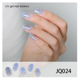 Gel Nail Art Patches Semi-Cured UV Light Nail Stickers Waterproof 16 Patch Sets with Many Designs Halloween Christmas Nail Art