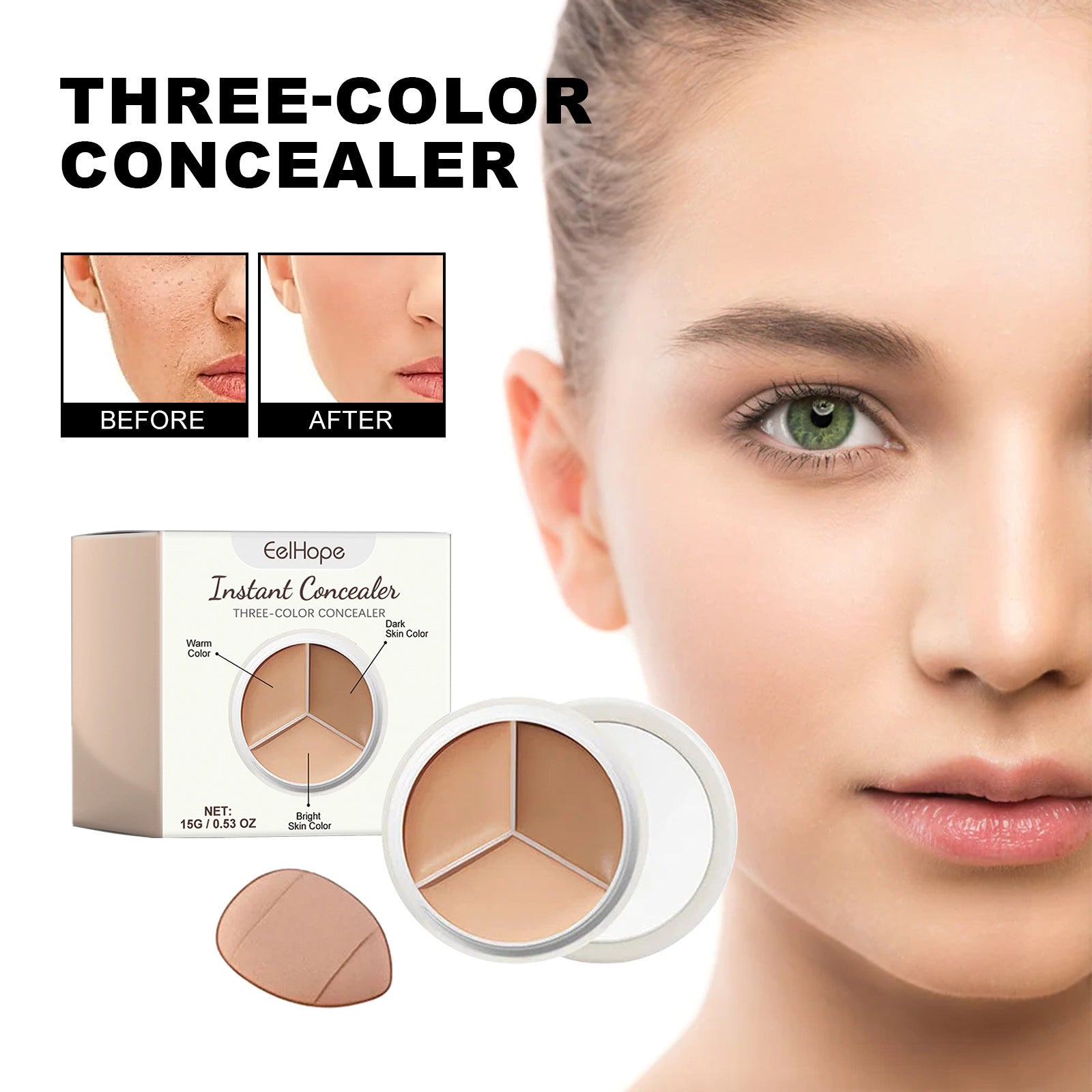 Three-Color Concealer Natural Cover Dark Eye Spots Bright Color Of Skin Concealer