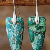 Natural Stone & Gold Shimmer Geometric Shape Earrings