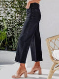 High Waist Cropped Wide Leg Jeans with Pockets