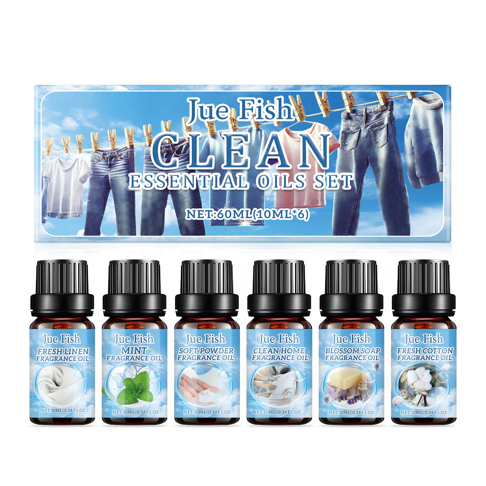 Clean Fresh Essential Oil Set, Fresh Natural Essential Oil for Diffuser