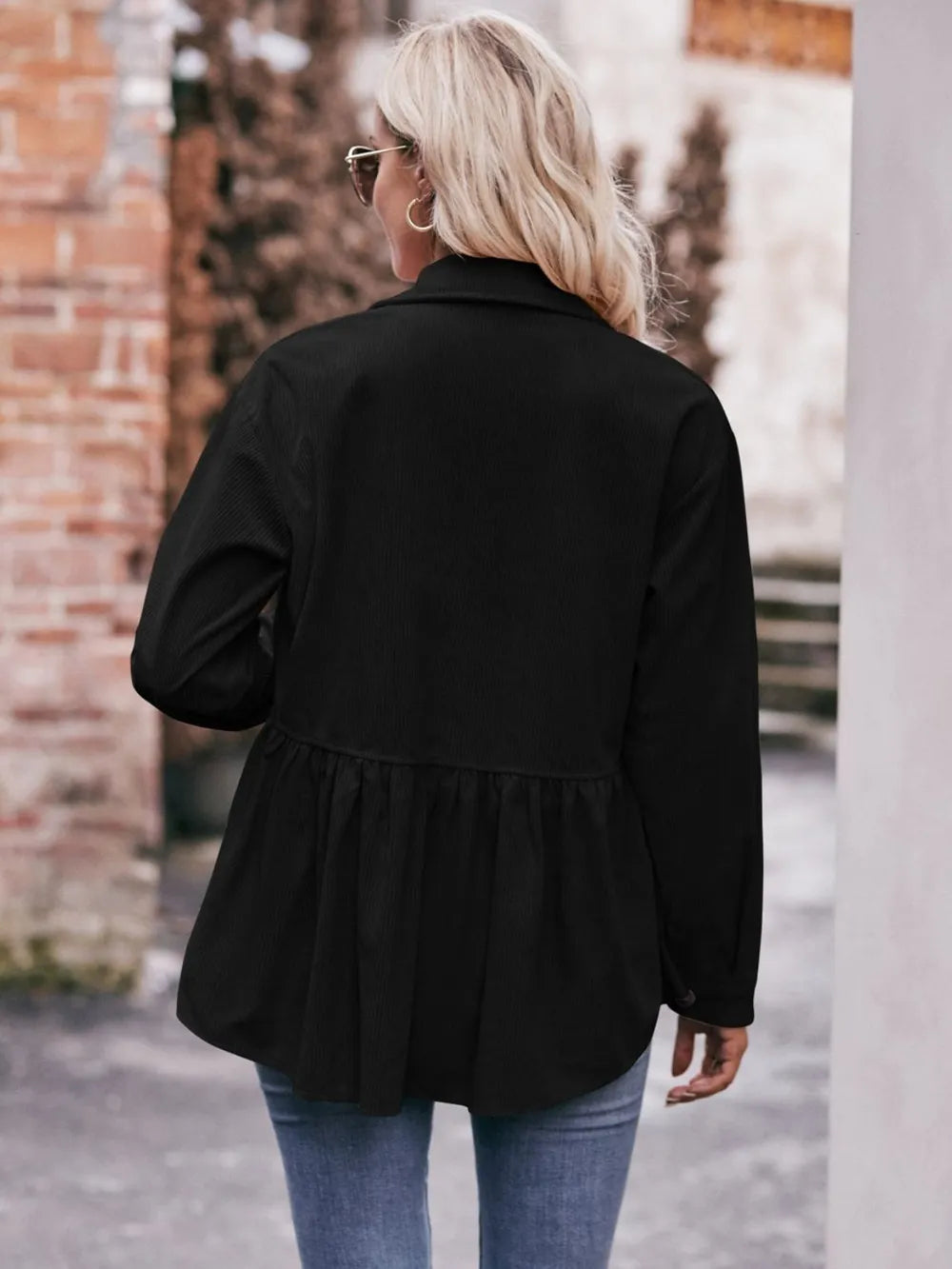 Mandy Autumn Collared Neck Loose Fit Button Down Top
