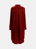 High-Low Button Up Long Sleeve Mid Length Dress