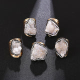 Natural Crystal Geode Cluster Ring, Beautiful Stone Cluster with Diamonds, Geode Gold-Plated Handmade Ring