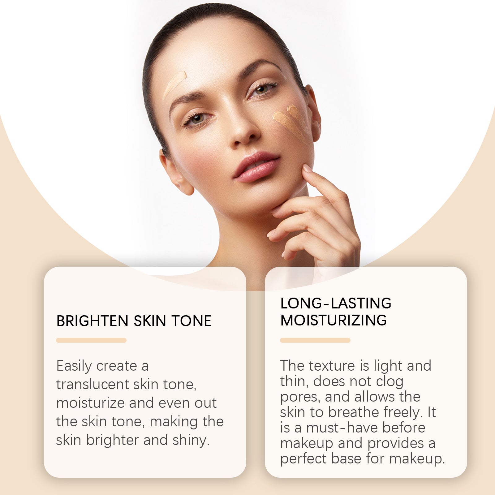 Sun Protection Tinted Face CC Cream, Natural Concealer Long-Lasting Moisturizing And Brightening 50 SPF