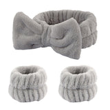 Soft Stretchy Bow Headband with Waterproof Wrist Strap Set for Face Washing
