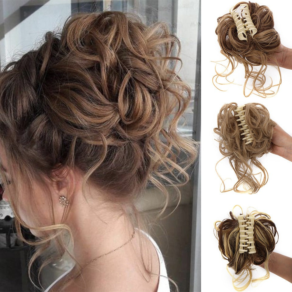 Messy Curly Hair Bun Clip Hair Extensions Claw Clip