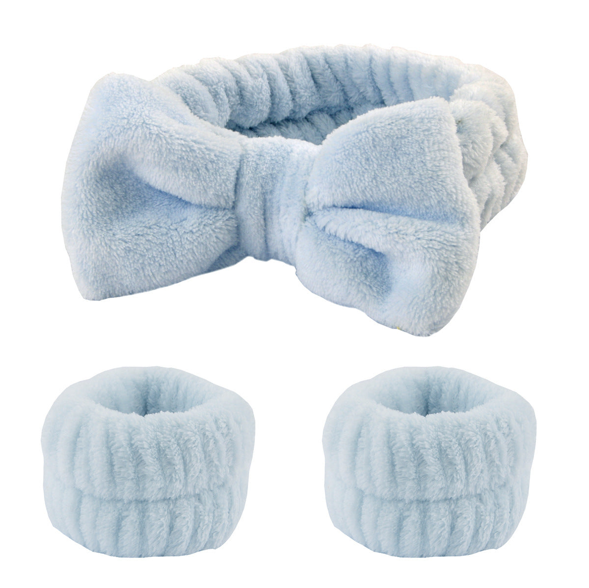 Soft Stretchy Bow Headband with Waterproof Wrist Strap Set for Face Washing