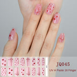 Gel Nail Art Patches Semi-Cured UV Light Nail Stickers Waterproof 16 Patch Sets with Many Designs Halloween Christmas Nail Art