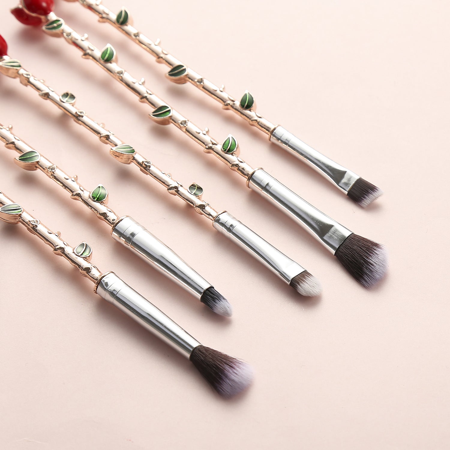 Gold Rose Makeup Brush Set 5 PCS Beauty and the Beast Valentine's Gift