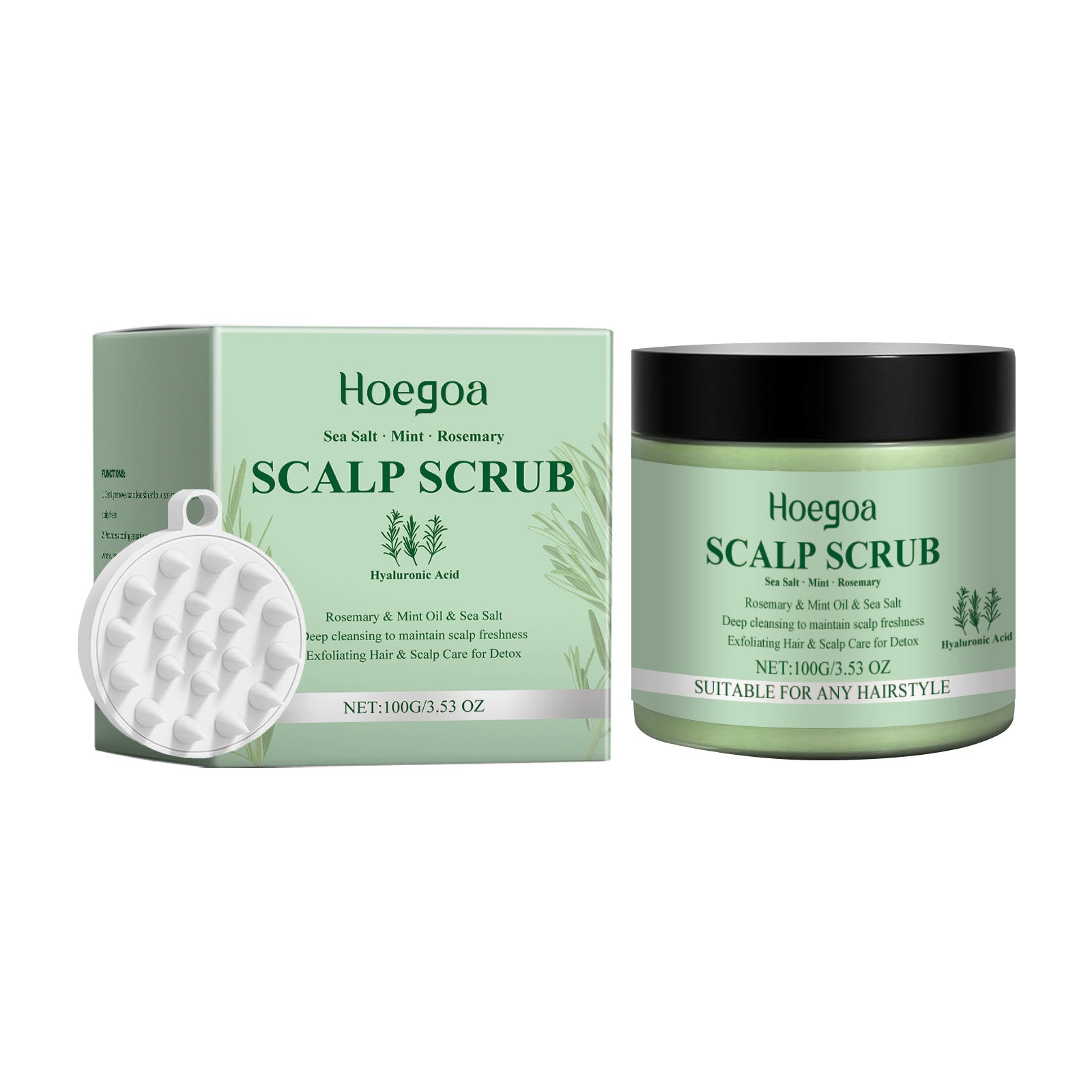 Rosemary Scalp Scrub with Brush, A Gentle, Cleansing, Moisturizing, Refreshing And Soothing Scalp Scrub