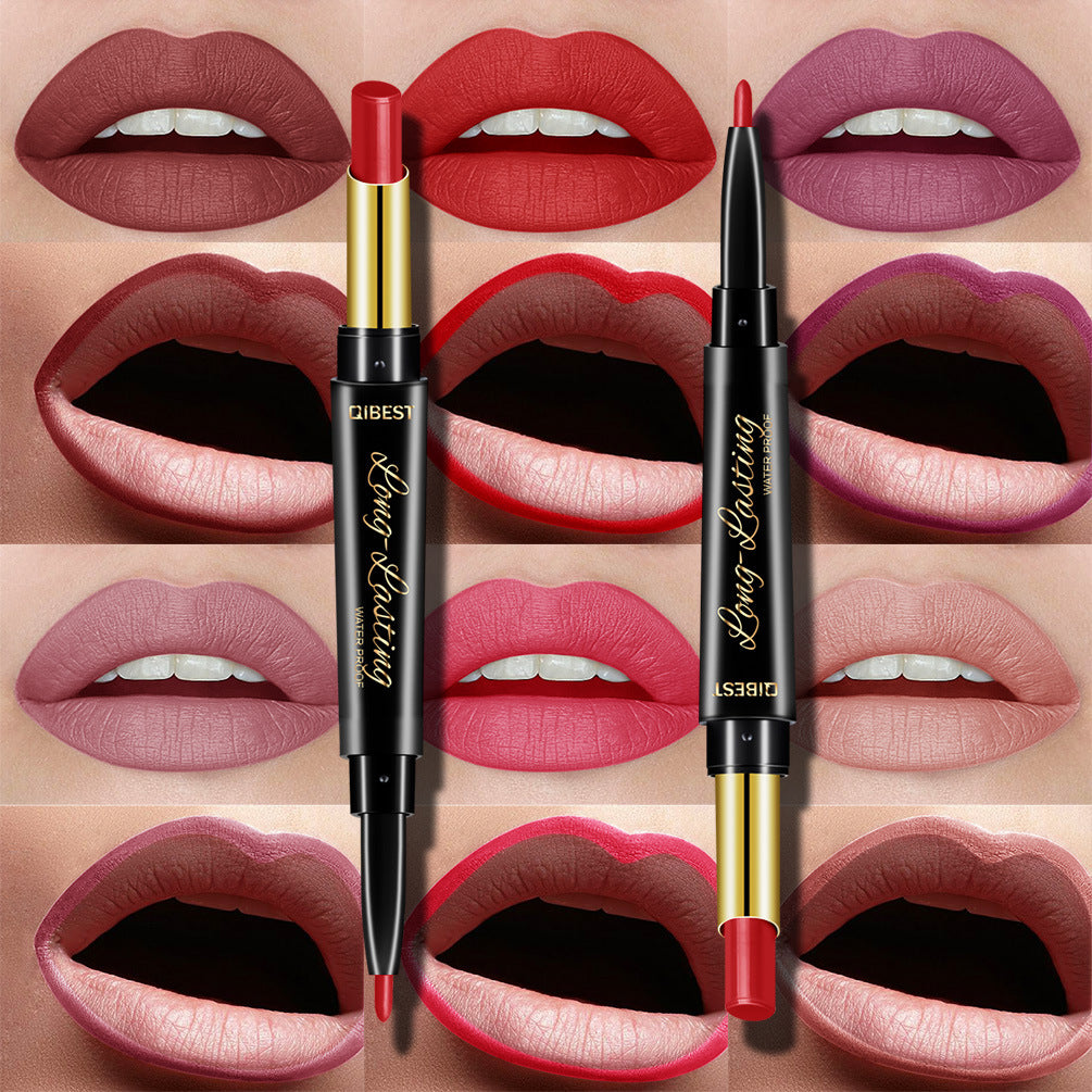 Double-Ended Lipstick Pen Moisturizing Matte Matte Lipstick + Lip Liner Rotating Lip Liner